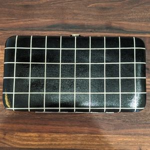 Black check snap wallet